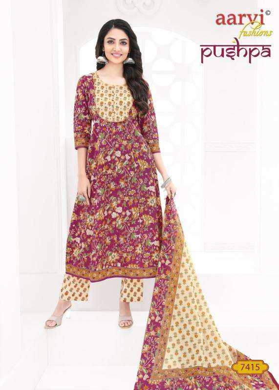 Aarvi Pushpa Vol-1 – Anarkali Style Kurti Pant With Dupatta